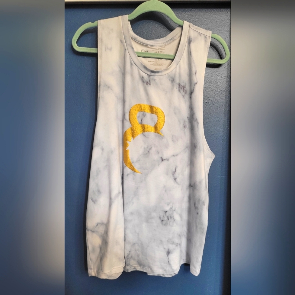 Zyia gold kettle bell moon tank